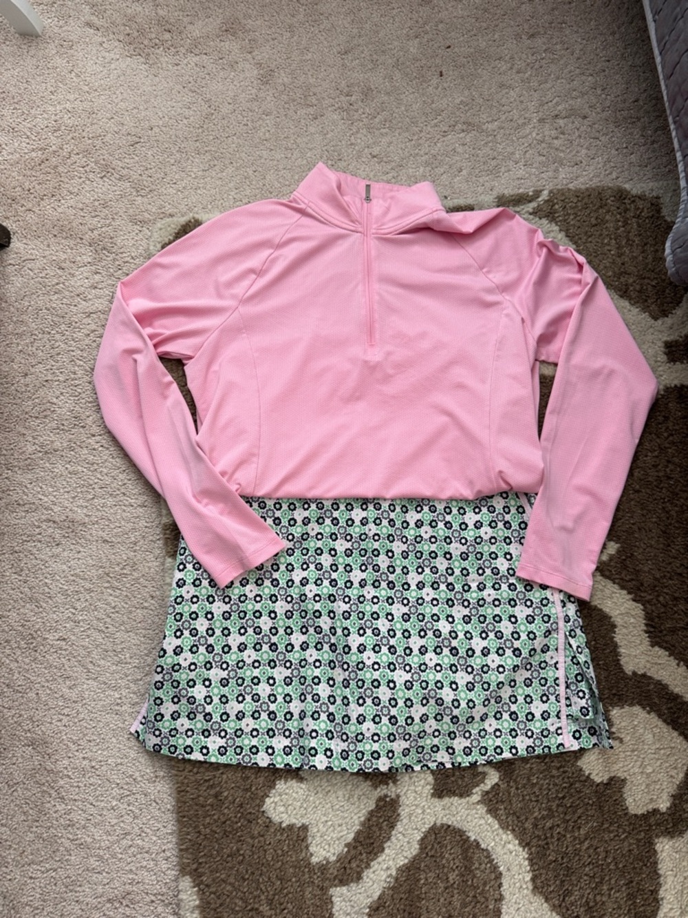 Pink Women's Athletic Skort with Floral Print Panel